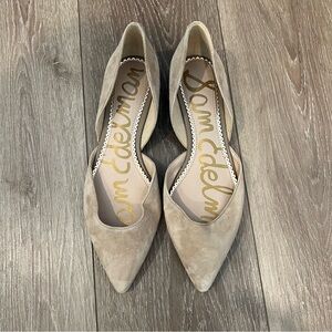 Sam Edelman Rodney d’Orsay pointed toe suede ballet flats in oatmeal